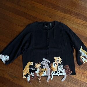 Vintage Michael Simon Black Dog Lover Cardigan